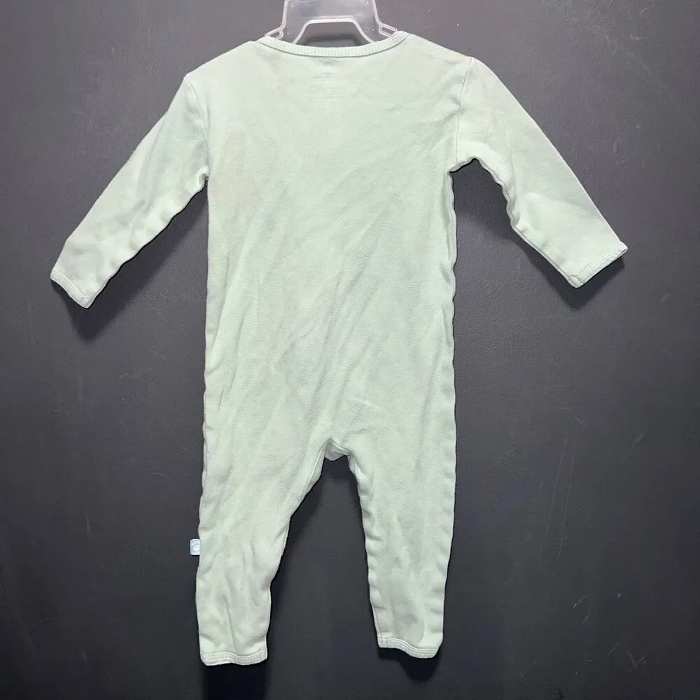 Dreamland Baby 6-12m Cotton Footless Zip Up Sleeper Pajamas Green